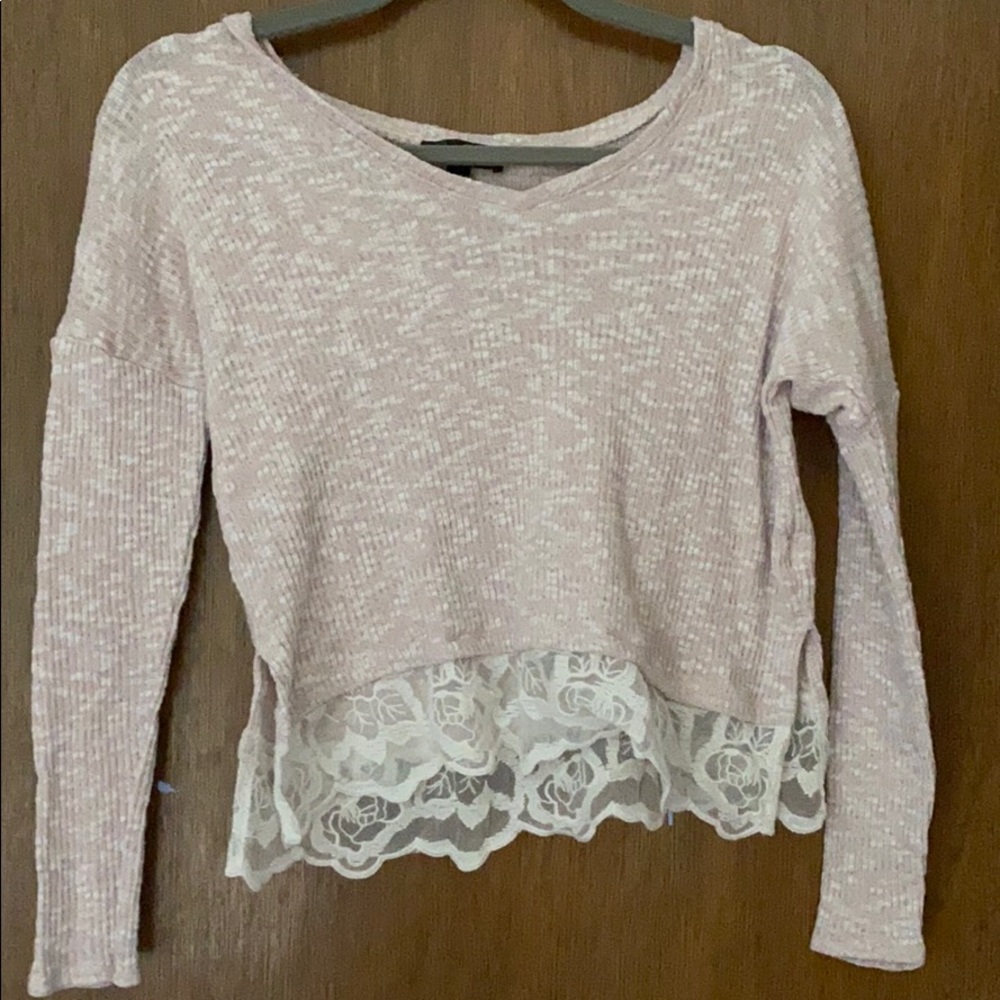 light pink jessica simpson sweater with lace